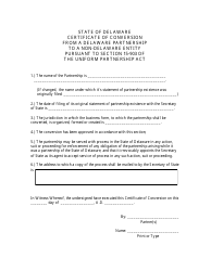 Certificate of Conversion From a Delaware Partnership to a Non-delaware Entity - Delaware, Page 2