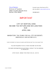 Document preview: Tax Return and Declaration Form - City of Norton, Ohio