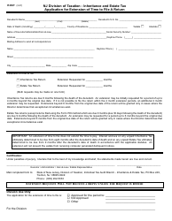 Document preview: Form IT-EXT Inheritance and Estate Tax Application for Extension of Time to File a Return - New Jersey