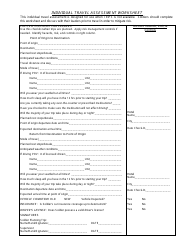 Document preview: Individual Travel Assessment Worksheet Template