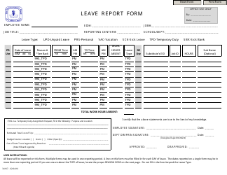 Document preview: Leave Report Form - District School Board of the Collier County