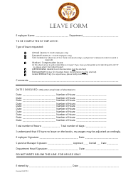 Document preview: Employee Leave Form - Cookman University