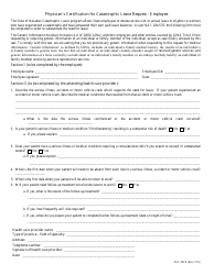Document preview: Form PAY-23CE Physician's Certification for Catastrophic Leave Request - Employee - Nevada