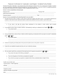 Document preview: Form PAY-23CF Physician's Certification for Catastrophic Leave Request - Immediate Family Member - Nevada