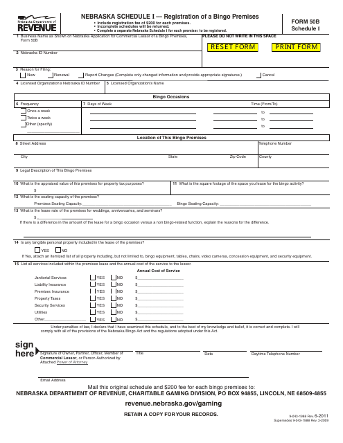 Form 50B Schedule I  Printable Pdf