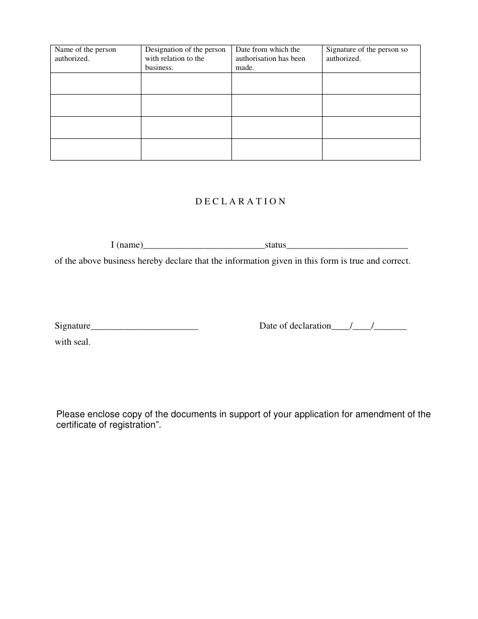 Form VAT-108 Application for Amendment of Registration Certificate - India, Page 4