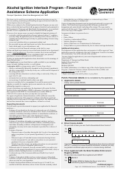 Document preview: Form 4899 ES Financial Assistance Scheme Application - Alcohol Ignition Interlock Program - Queensland, Australia