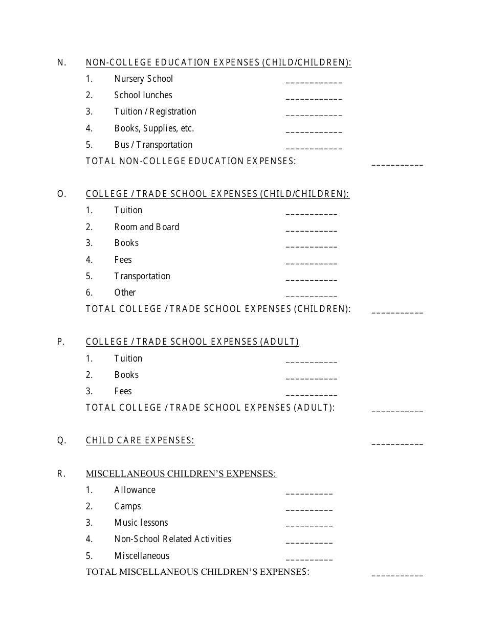Monthly Expense Form, Page 4