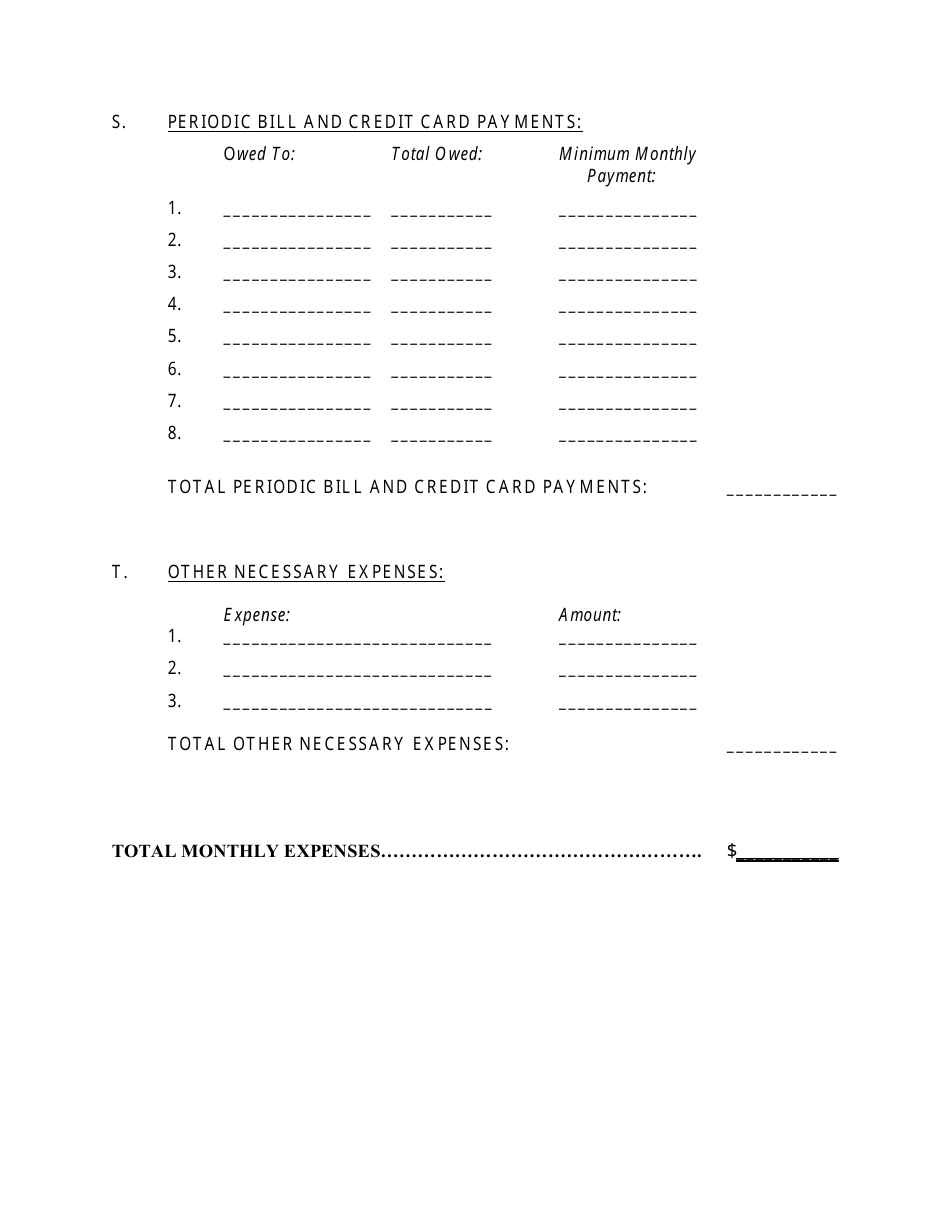 Monthly Expense Form, Page 5