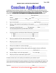 Form 1008 Coaches Application - City of Bremen, Georgia (United States)