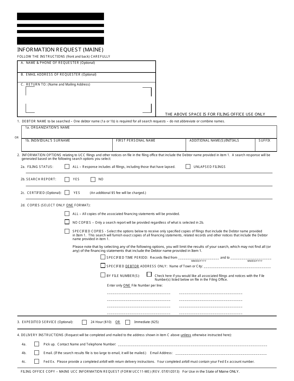 Form UCC11-ME - Fill Out, Sign Online and Download Fillable PDF, Maine ...