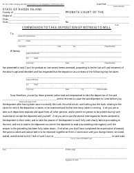 Form PC-6.2 &quot;Commission to Take Deposition of Witness to Will&quot; - Rhode Island