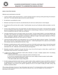 Request to Administer Medication - Leander Independent School District, Page 2