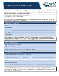 Document preview: Myra Direct Deposit Authorization Form