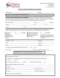 Document preview: Application for Financial Assistance - Cherry Preschool