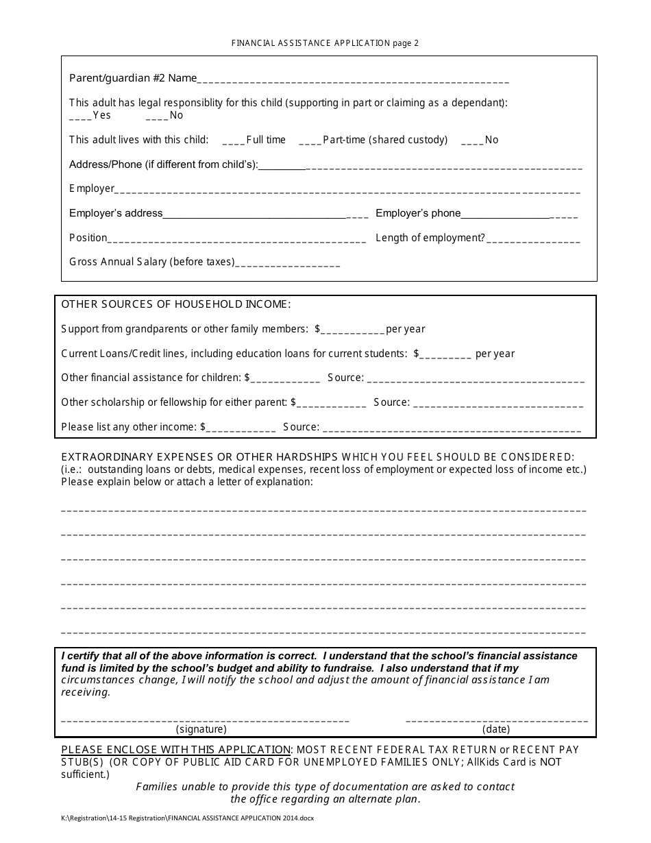 Application for Financial Assistance - Cherry Preschool - Fill Out ...