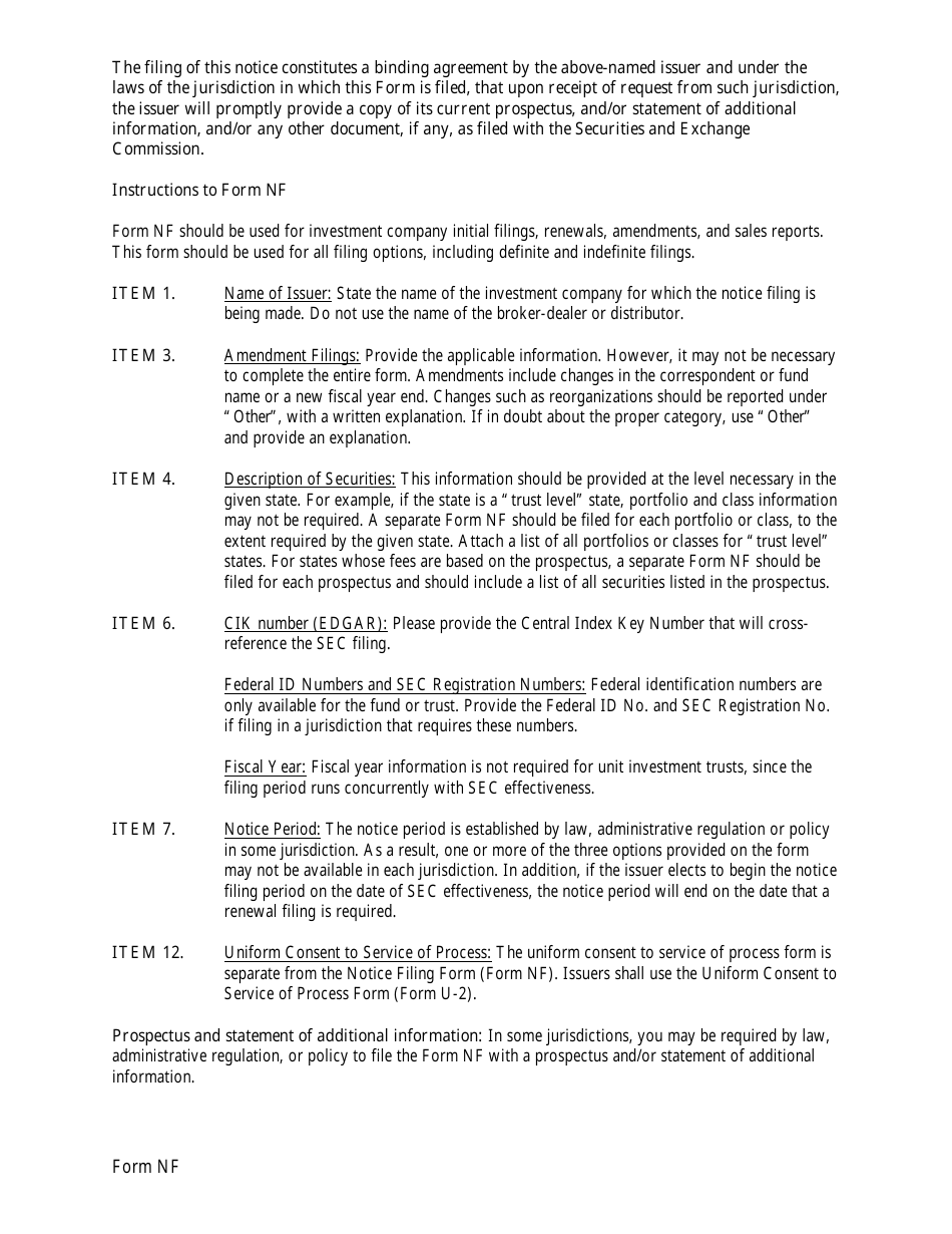 Form NF Uniform Investment Company Notice Filing - Washington, Page 3