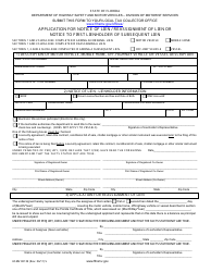 Document preview: Form HSMV82139 Application for Notice of Lien / Reassignment of Lien or Notice to First Lienholder of Subsequent Lien - Florida