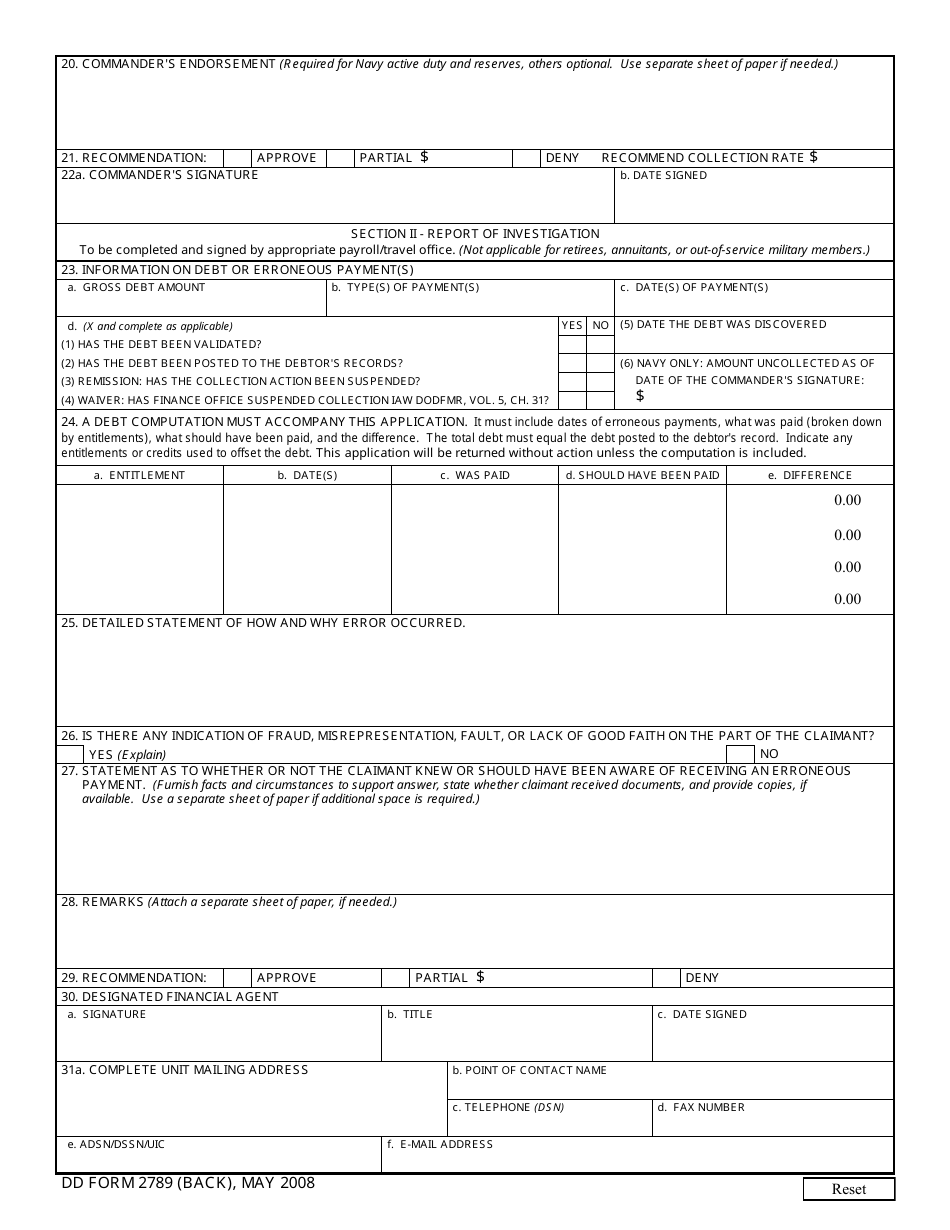 DD Form 2789 - Fill Out, Sign Online and Download Fillable PDF ...