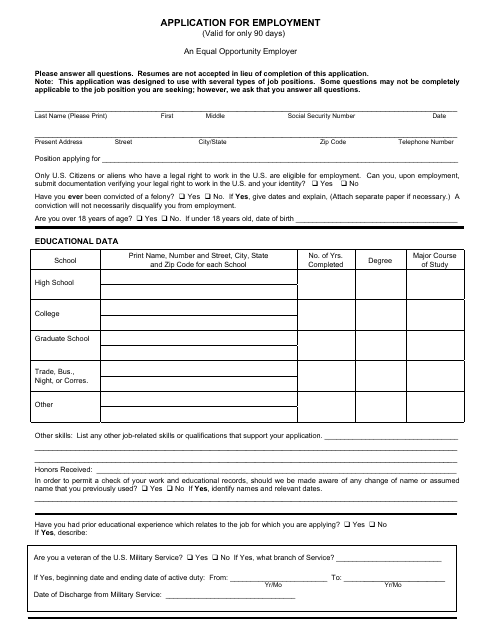 Lines Job Application Form with Yellow Background