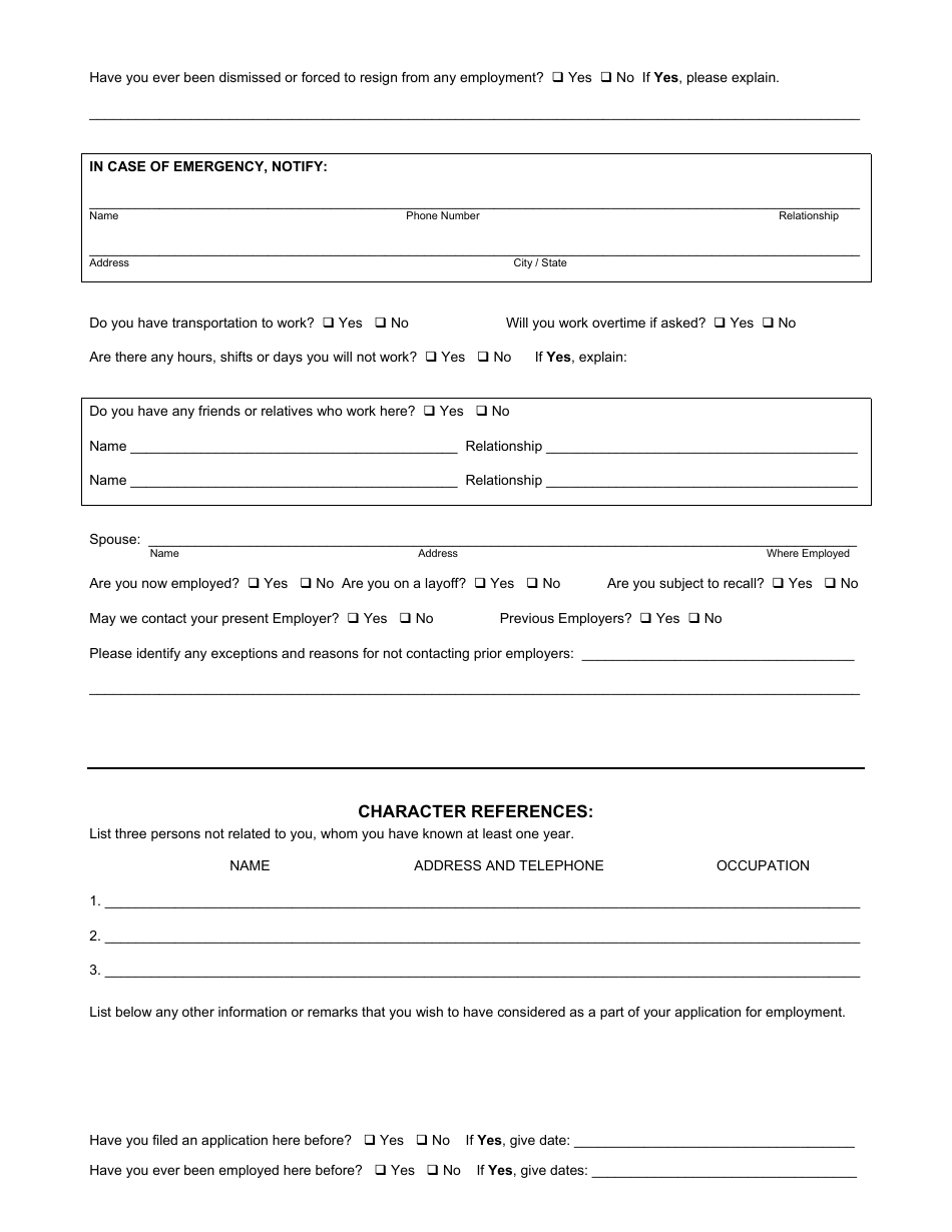 Application for Employment - Lines, Page 3