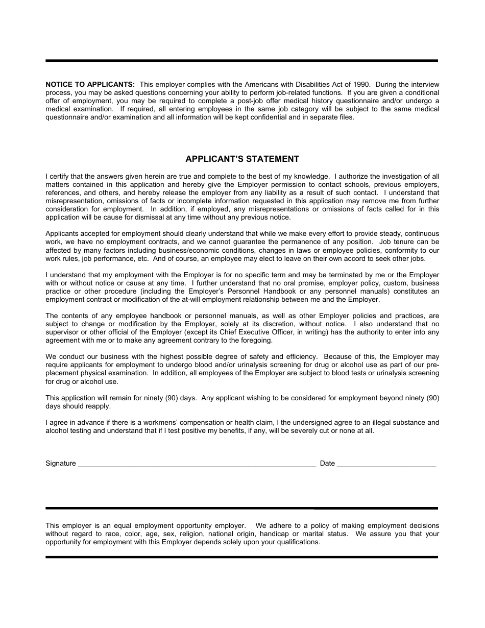 Application for Employment - Lines, Page 4