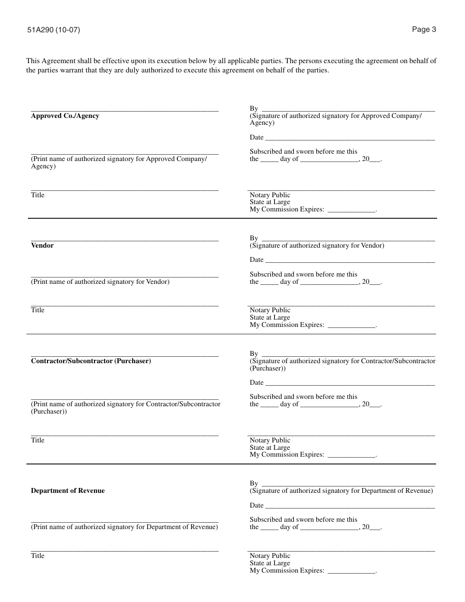 Form 51A290 Information Sharing and Assignment Agreement for Designated Refund Claims - Kentucky, Page 3