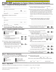 Form PTAX-324 &quot;Application for Senior Citizens Homestead Exemption&quot; - Illinois