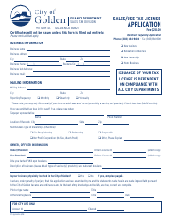 Sales/Use Tax License Application Form - City of Golden, Colorado