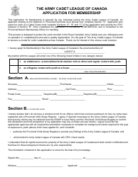 &quot;Application for Membership - the Army Cadet League of Canada&quot; - Canada