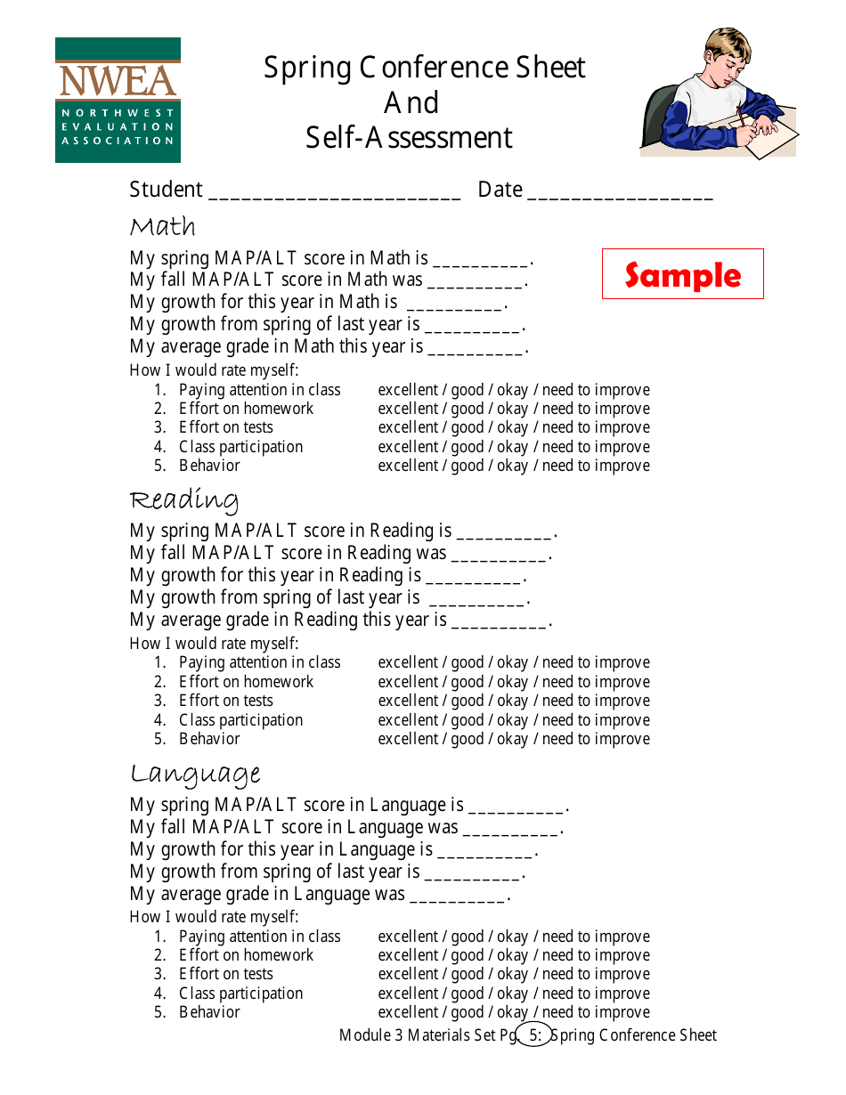 Spring Conference Sheet and Self-assessment Form - Nwea, Page 1