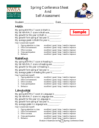 Document preview: Spring Conference Sheet and Self-assessment Form - Nwea