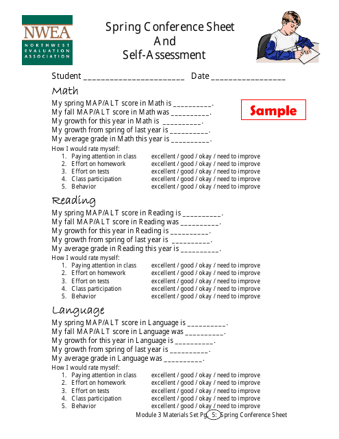 &quot;Spring Conference Sheet and Self-assessment Form - Nwea&quot; Download Pdf