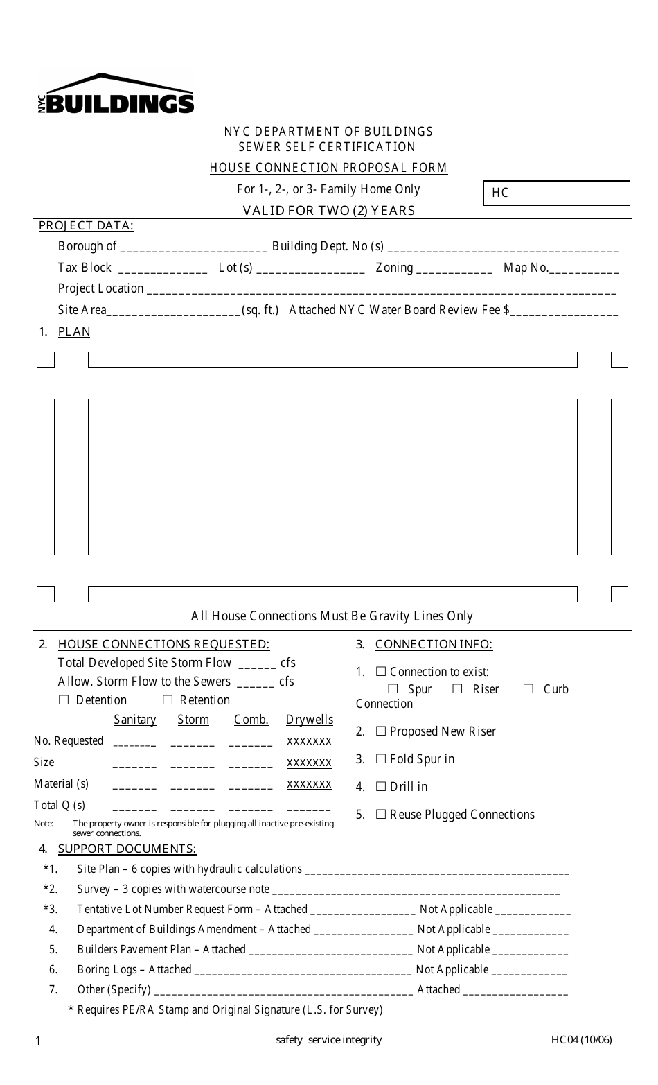 Form HC04 Fill Out Sign Online And Download Fillable PDF New York   Form Hc 04 House Connection Proposal Form New York City Print Big 