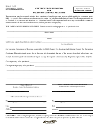 Form 51A149 &quot;Certificate of Exemption for Pollution Control Facilities&quot; - Kentucky