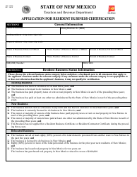 Form ASD-22238 Application for Resident Business Certification - New Mexico