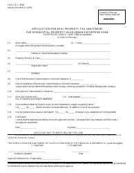Form U.E.Z. Application for Real Property Tax Abatement for Residential Property in an Urban Enterprise Zone - New Jersey