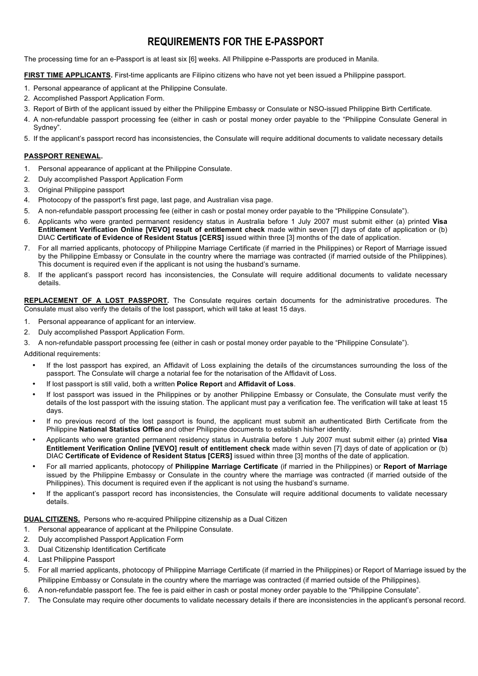 Philippine E-Passport Application Form - Philippine Embassy Canberra / Philippine Consulate General Sydney - Philippines (English / Tagalog), Page 2
