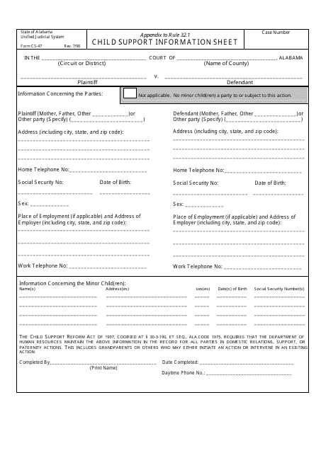 Form CS-47  Printable Pdf