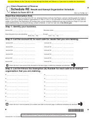 Document preview: Form 107 Schedule RE Resale and Exempt Organization Schedule - Illinois
