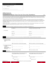 Official Form 121 &quot;Statement About Your Social Security Numbers&quot;