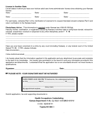 &quot;Application for Reinstatement - Kansas Adult Care Home Administrator License&quot; - Kansas, Page 2