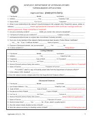 Document preview: Tuition Waiver Application Form - Kentucky