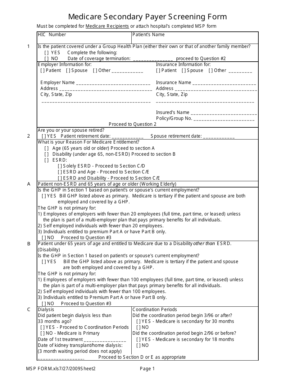 Cms Medicare Secondary Payer Recovery Portal Printable Form