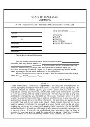 Summons Form - Tennessee