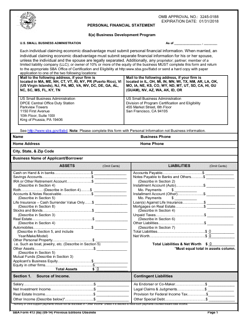 sba form 413 8a download fillable pdf or fill online personal financial statement templateroller unaudited abridged accounts meaning international accounting standard 8