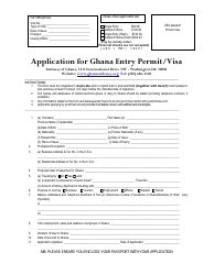 Document preview: Application for Ghana Entry Permit/Visa - Washington, D.C.
