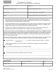 Form ODM07140 Availability of Hardship Exemption - Ohio