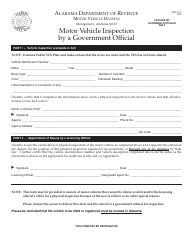 Document preview: Form MVT-5-10 Motor Vehicle Inspection by a Government Official - Alabama