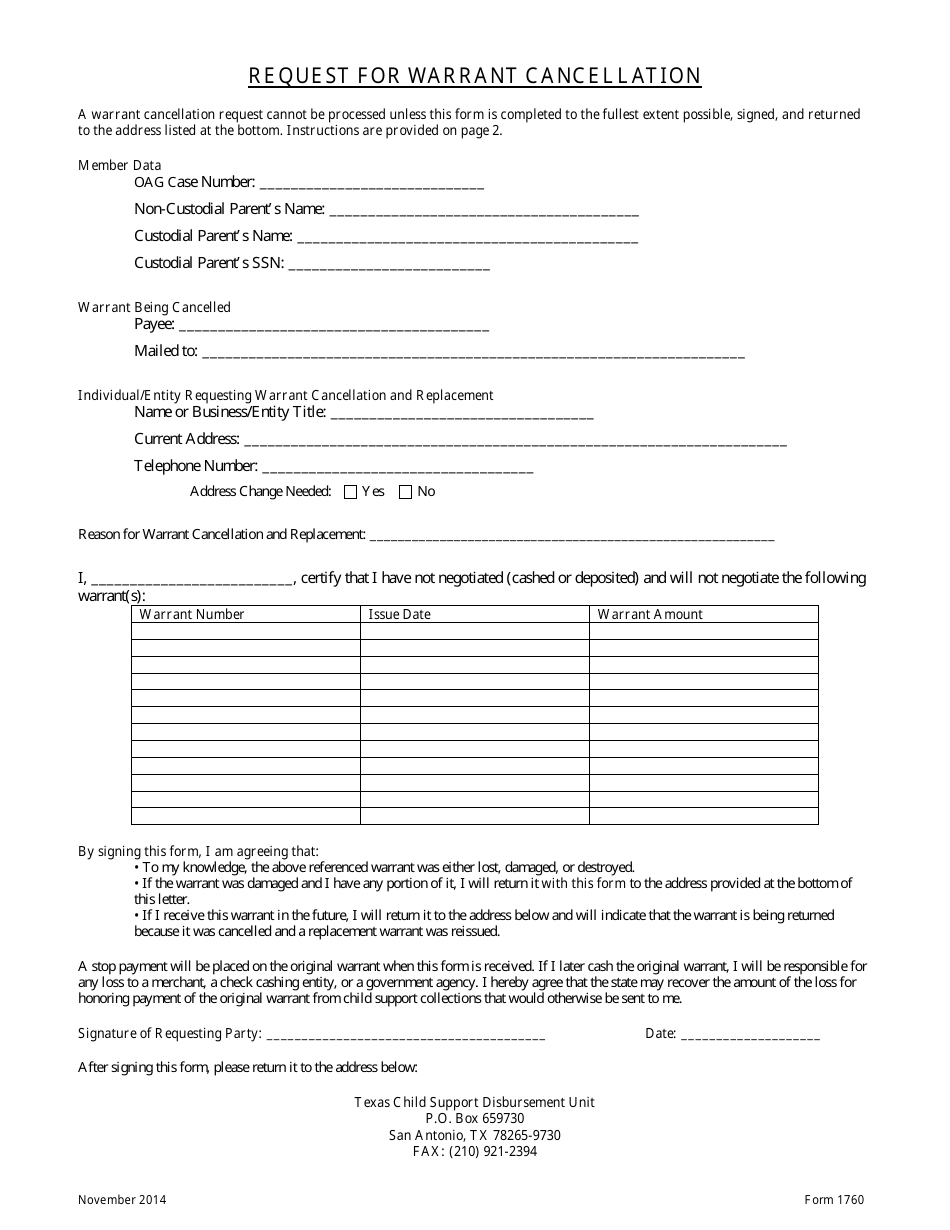 Form 1760 - Fill Out, Sign Online and Download Printable PDF, Texas ...